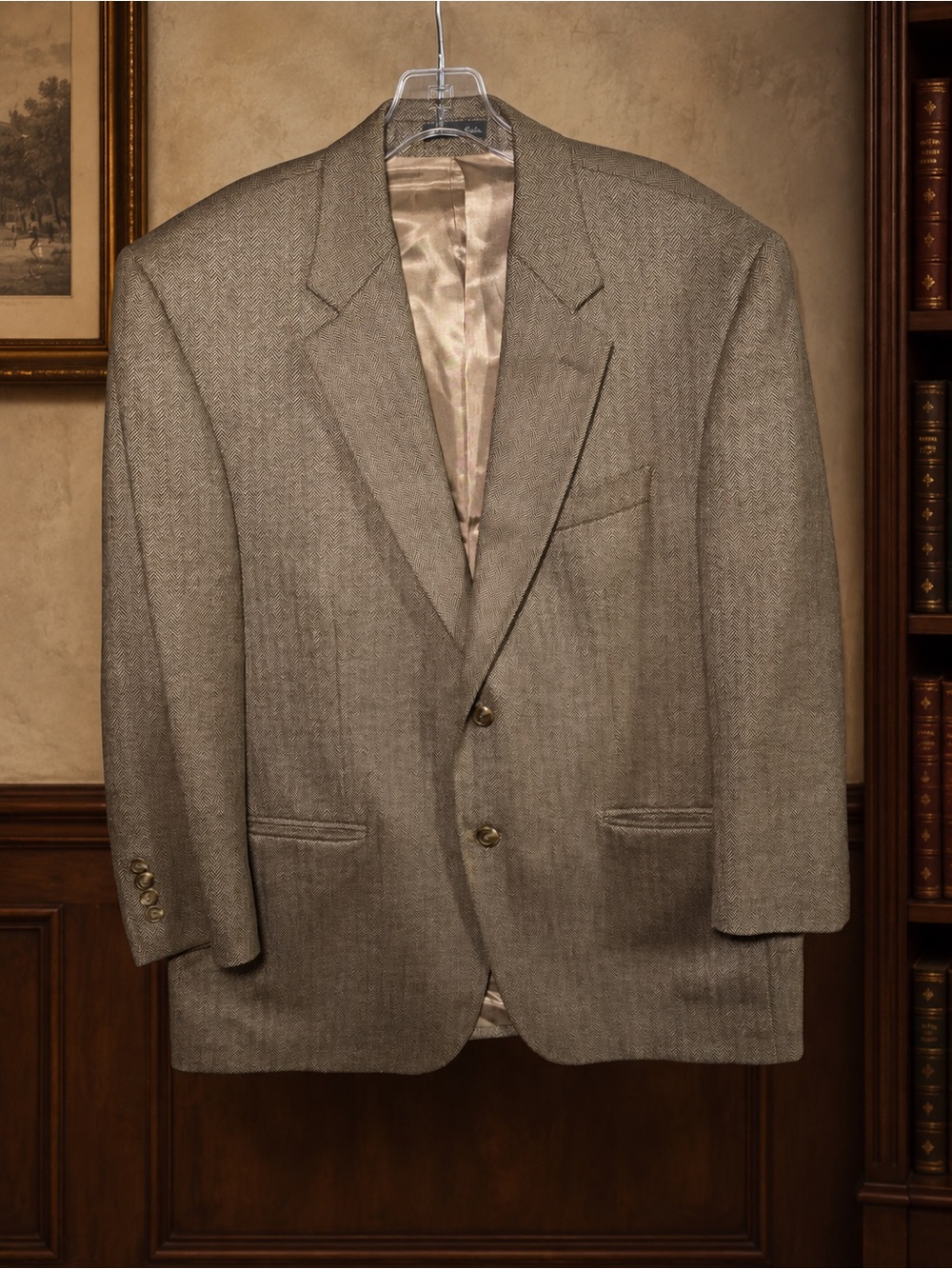 Lauren Ralph Lauren Yellow Lambswool Herringbone Blazer 42S Academia